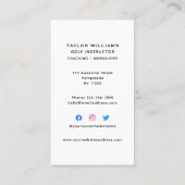 Mannelijke sportcoach golfpro instructeur sociale visitekaartje (Achterkant)
