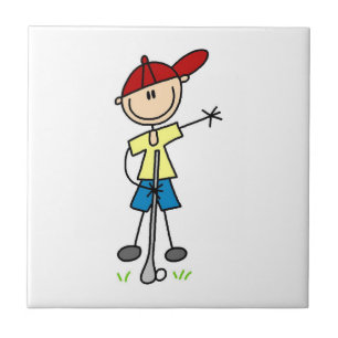 Mannelijke Stick Figure Golfer Tegeltje