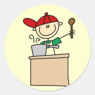 Mannelijke Stick Figure Kok T-shirts en Cadeaus Ronde Sticker
