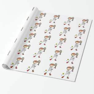 Mannelijke Stick Figure Tennisser Cadeaupapier