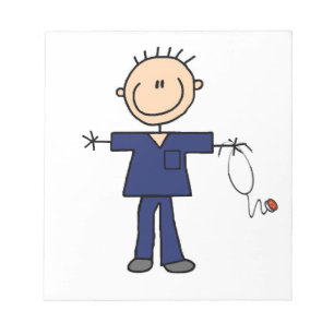 Mannelijke Stick Figure Verpleegkundige - Blauw Notitieblok