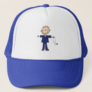 Mannelijke Stick Figure Verpleegkundige - Blauw Trucker Pet