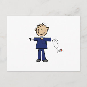 Mannelijke Stick Figure Verpleegkundige Middelmati Briefkaart