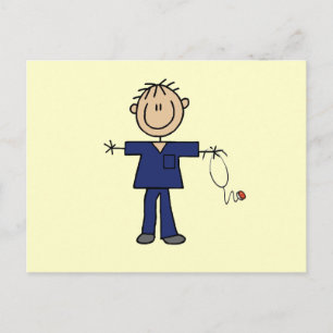 Mannelijke Stick Figure Verpleegkundige Middelmati Briefkaart