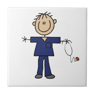 Mannelijke Stick Figure Verpleegkundige Middelmati Tegeltje
