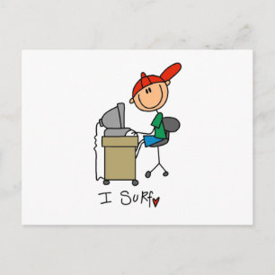 Mannelijke Stick Figure Web Surfer Briefkaart