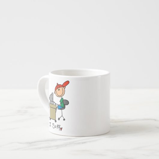 Mannelijke Stick Figure Web Surfer Espresso Kop (Links)