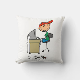 Mannelijke Stick Figure Web Surfer Kussen