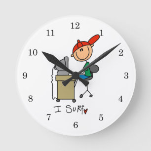 Mannelijke Stick Figure Web Surfer Ronde Klok