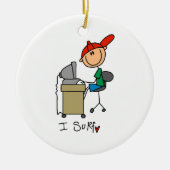 Mannelijke Stick Figuur Web Surfer Keramisch Ornament (Voorkant)