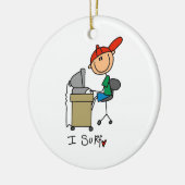 Mannelijke Stick Figuur Web Surfer Keramisch Ornament (Links)