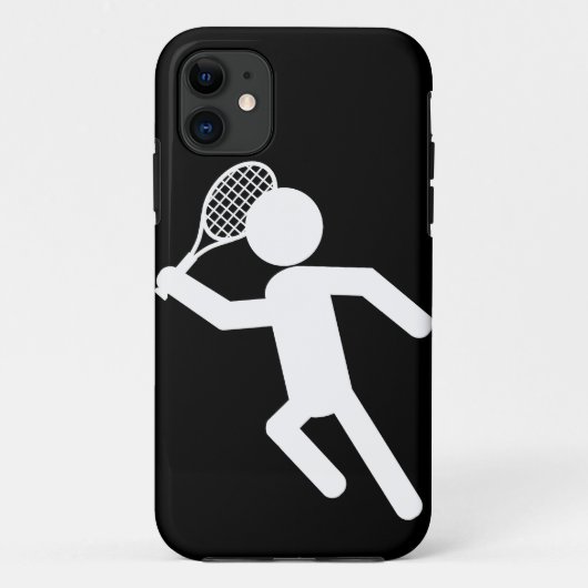 Mannelijke Tennisspeler - Tennissymbool (op zwart) Case-Mate iPhone Case (Achterkant)