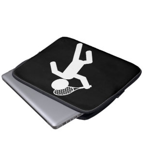 Mannelijke Tennisspeler - Tennissymbool (op zwart) Laptop Sleeve
