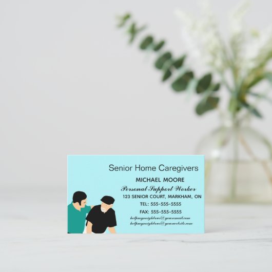 Mannelijke thuiszorg en verpleegdiensten visitekaartje (Staand voorkant)