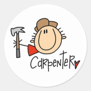 Mannelijke timmerman ronde sticker