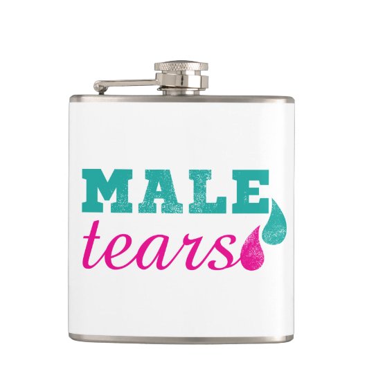 Mannelijke tranen Funny Pink en Blauwgroen Heupfles (Voorkant)