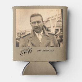 Mannelijke verjaardag Elegant Monogram Foto Blikjeskoeler