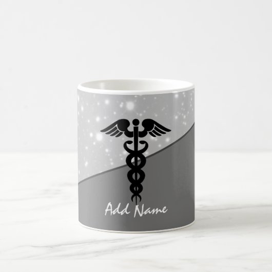 Mannelijke verpleegster Caduceus Medical Black Gra Koffiemok (Center)