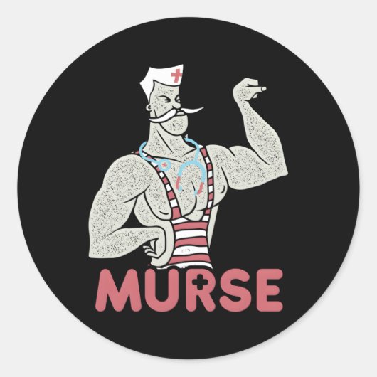 Mannelijke verpleegster Murse Ronde Sticker (Voorkant)