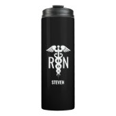 Mannelijke Verpleegster RN Murse Zwart Wit Geperso Thermosbeker (Voorkant)
