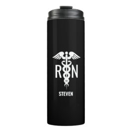 Mannelijke Verpleegster RN Murse Zwart Wit Geperso Thermosbeker