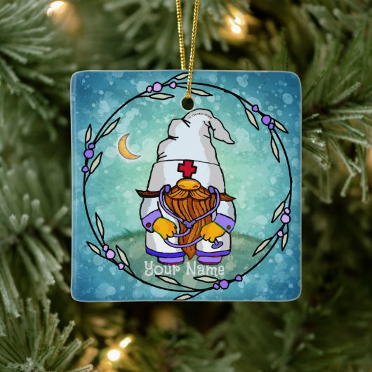 Mannelijke verpleegsterskabouter keramisch ornament (Boom)