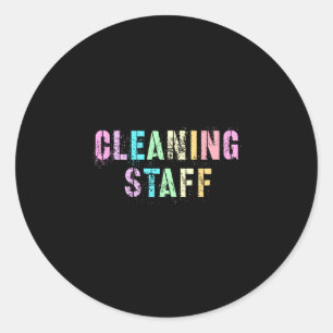 Mannelijke vintage schoonmaakmedewerker conciërge ronde sticker