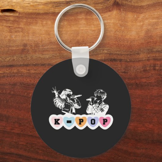 Mannelijke Vrouw Idols Zingen KPop Hearts Music De Sleutelhanger (Voorkant)