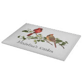 Mannelijke Vrouw Kardinaal op Dogwood Branch Snijplank (Hoek)