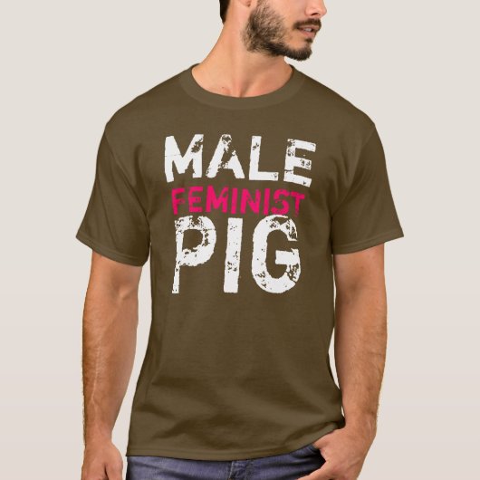 Mannelijke vrouwelijke feminist Pig T-shirt (Voorkant)