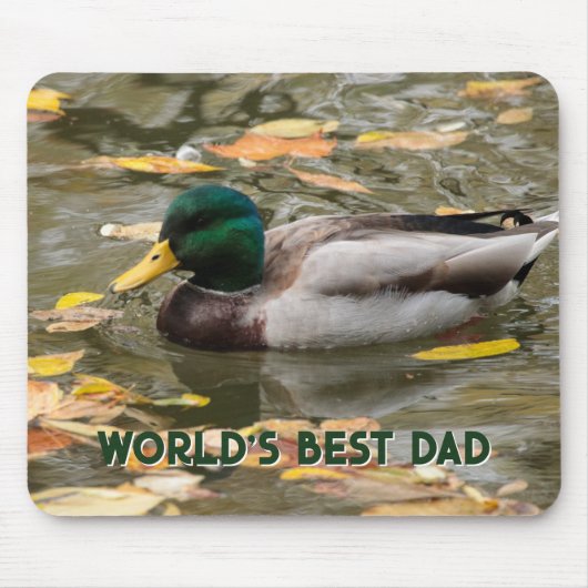 Mannelijke wilde eend aangepaste tekst Vaderdag Muismat (Voorkant)