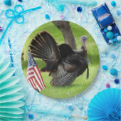 Mannelijke wilde kalkoen met Amerikaanse vlag papi Papieren Bordje (Feest)