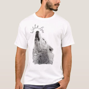 Mannelijke Wilde & Vrije Script Huilende Wolf Fijn T-shirt