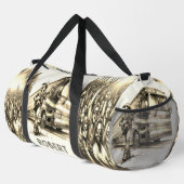 Mannelijke zanger met gitaar en tourbus op maat plunjezak (Rechterhoek)