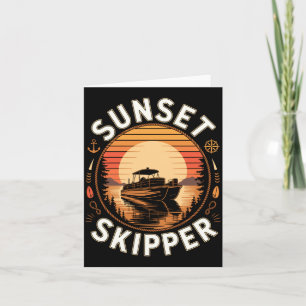 Mannelijke zonsondergang schipper varen boot ponto kaart