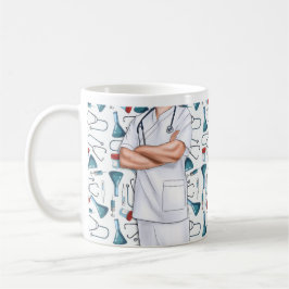 Mannelijke zuster White scrubs persoonlijke koffie Koffiemok