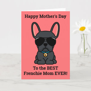 Mannelijke Zwarte Franse Bulldog Moederdag kaart