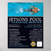 Mannelijke zwemmer, Zwembad schoonmaken Adverteren Poster (Voorkant)