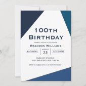 Mannen 100e verjaardag Blauw Geometrisch 100 jaar Kaart (Voorkant)