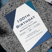 Mannen 100e verjaardag Blauw Geometrisch 100 jaar Kaart