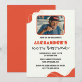 Mannen 100ste verjaardagsuitnodigingen Modern Phot Kaart (Voorkant / Achterkant)