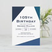 Mannen 105th Birthday Blue Geometrisch 105 jaar Kaart (Staand voorkant)