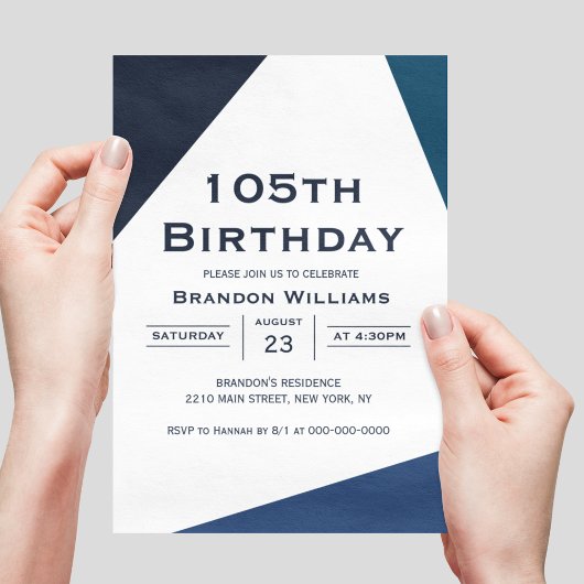 Mannen 105th Birthday Blue Geometrisch 105 jaar Kaart