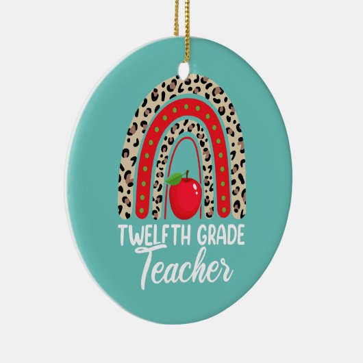 Mannen 12e graad leraar vrouwen terug naar school keramisch ornament (Rechts)