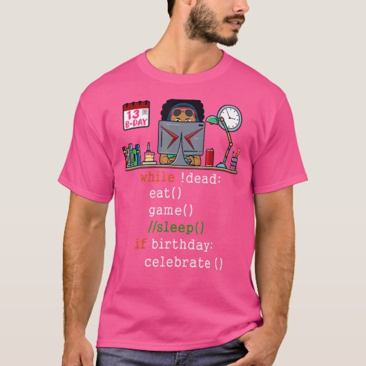 Mannen 13e verjaardag: Videogamers & coder I Eat G T-shirt (Voorkant)