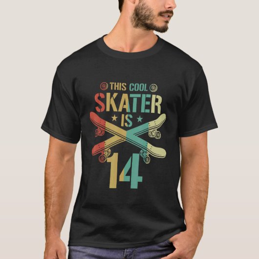 Mannen 14e geboorte skateboard Boy 14 jaar oude sk T-shirt (Voorkant)