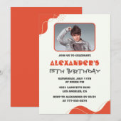 Mannen 15e verjaardagsuitnodigingen Modern Photo R Kaart (Voorkant / Achterkant)