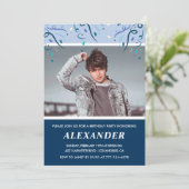 Mannen 18e verjaardagsuitnodigingen Foto Navy Blue Kaart (Staand voorkant)