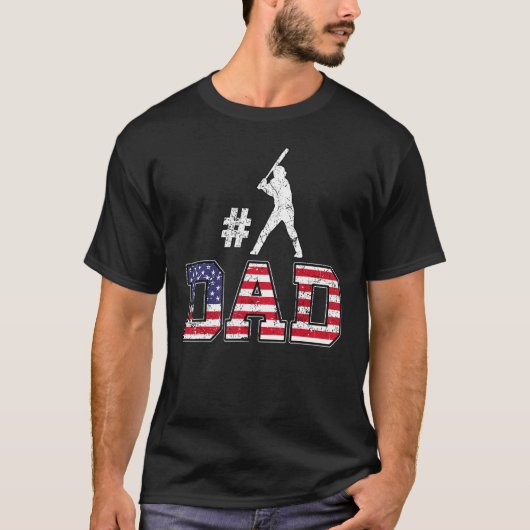 Mannen 1 Honkbal Papa Happy Fathers Day USA 4e van T-shirt (Voorkant)