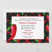Mannen 21e Red Hot Pepper Birthday-uitnodigingen Kaart (Voorkant)